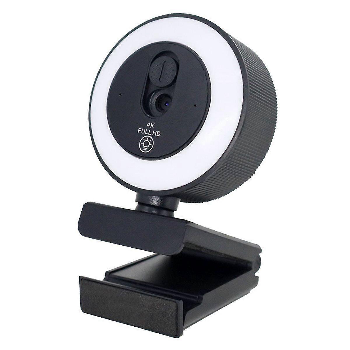 4k Webcam with Fill Light Autofocus USB Camera with Microphone Rotatable Webcam for Streaming Video