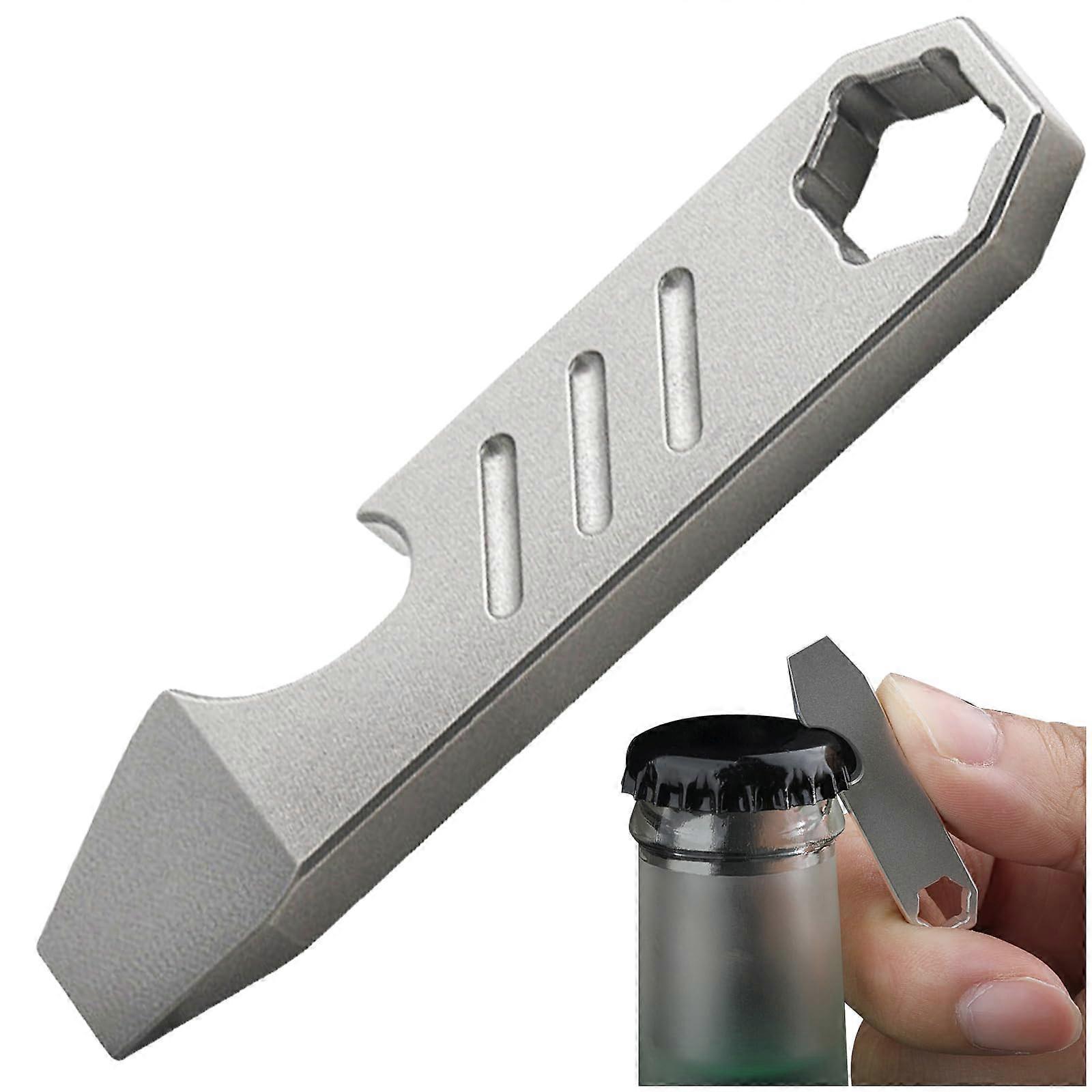 EDC Titanium Pry Bar Multifunction Keychain Tool with Bottle Opener Screwdriver for Outdoor Use