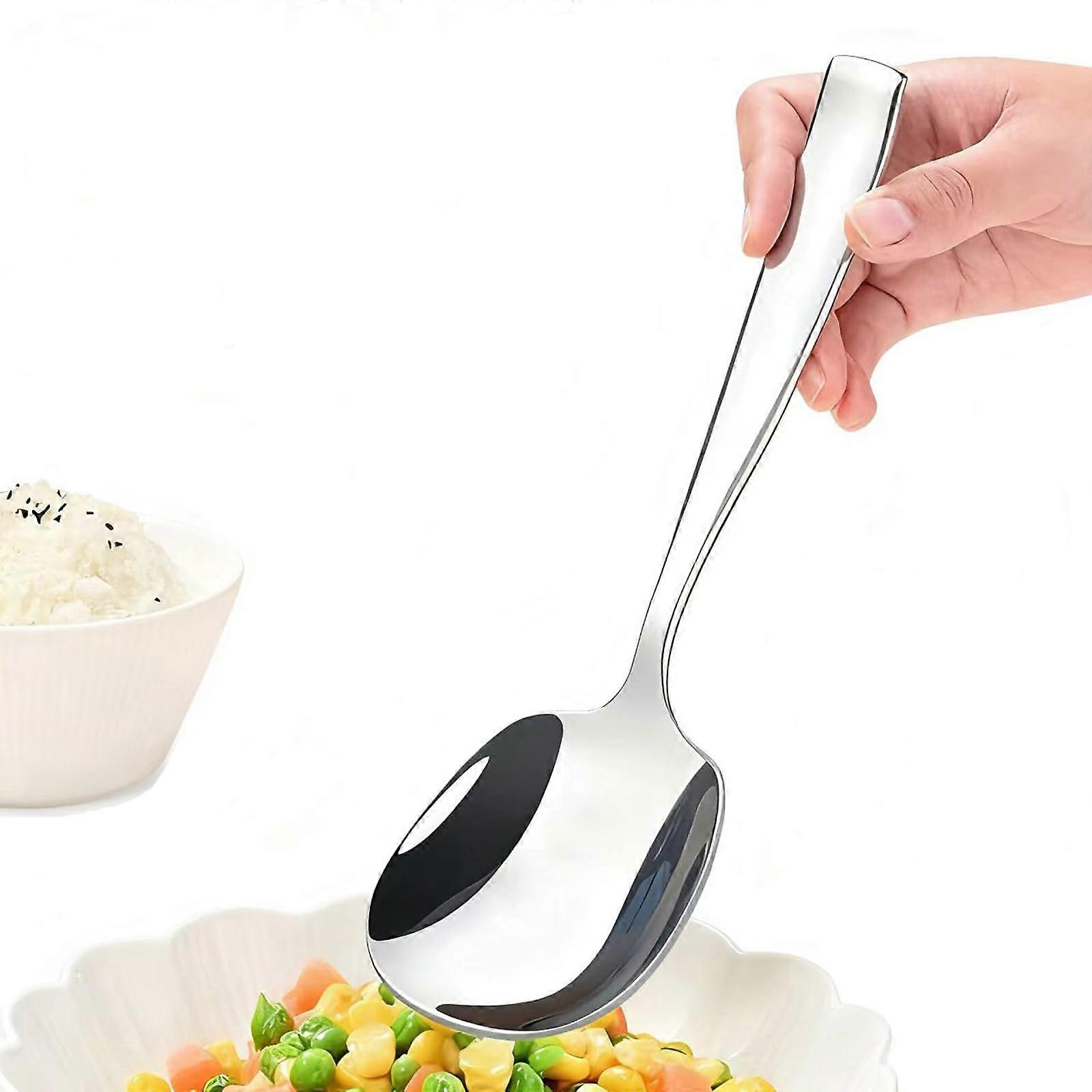 316L Stainless Steel Extra Large Serving Spoon with Ergonomic Long Handle for Buffet Use, 1Piece