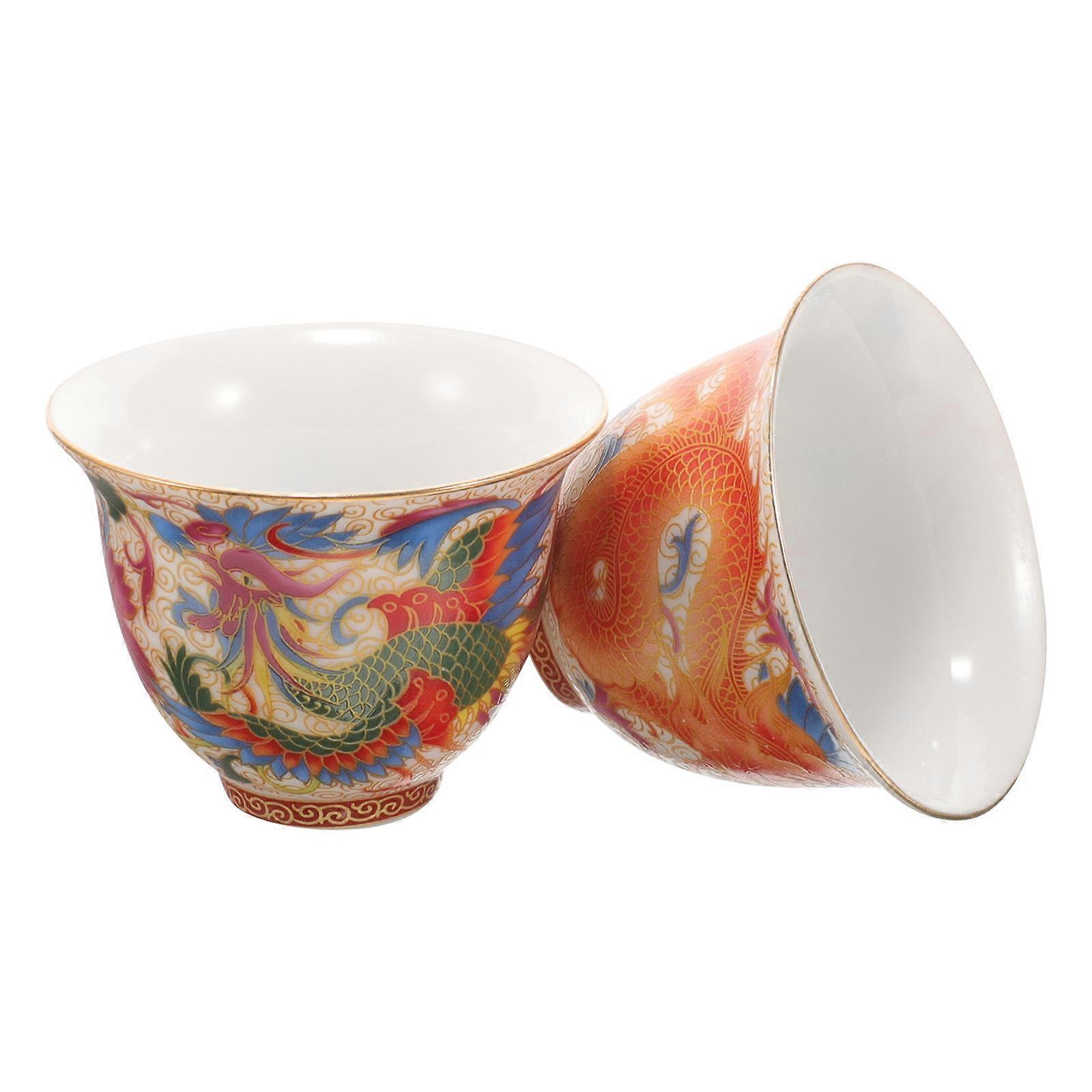 Ceramic Dragon for Drinking Tea 1Pair Enamel Chinese Mugs
