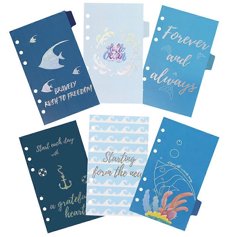 Organizer Binder Divider Ocean Style Paper for Notebook Use 6Pcs Assorted Color