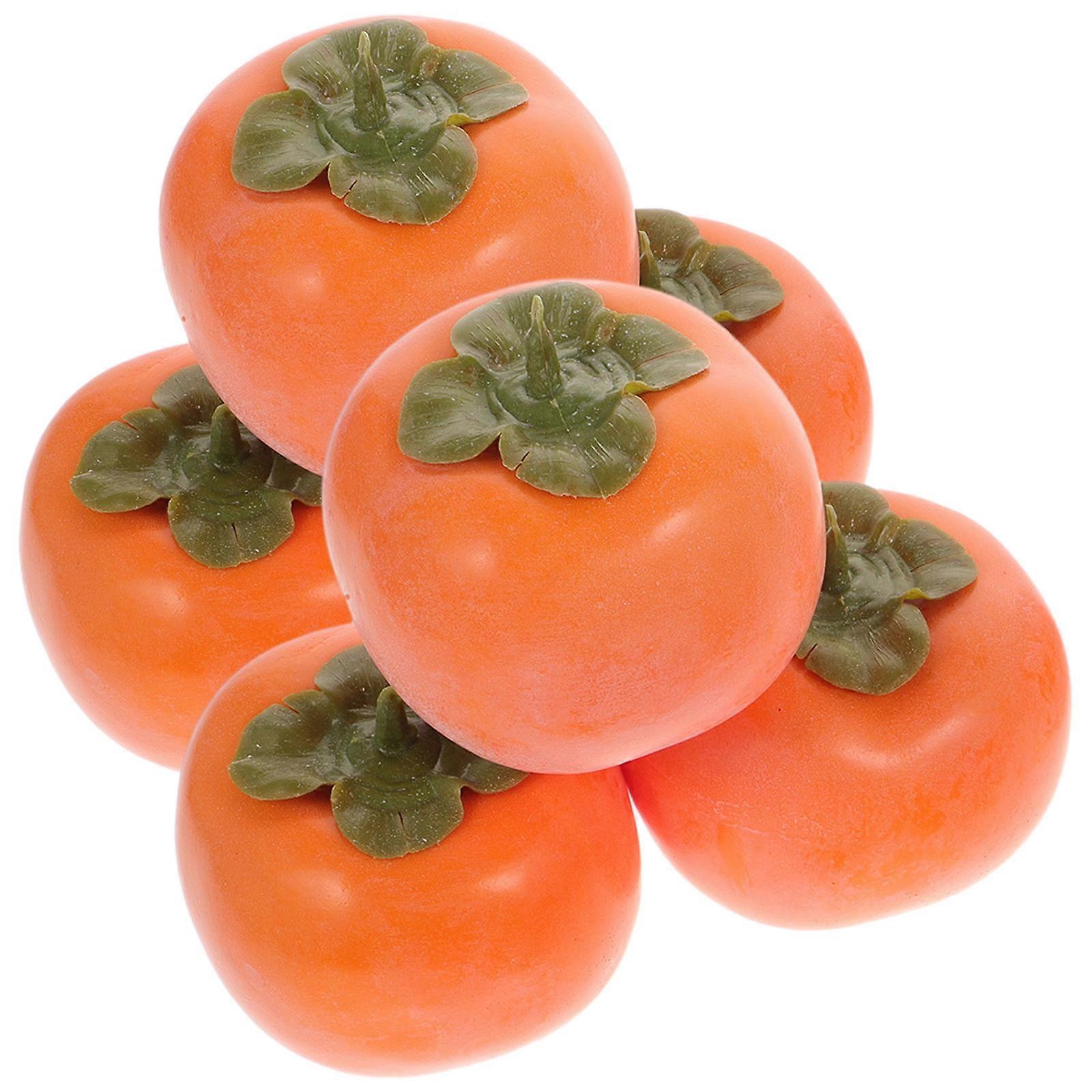 Fake Persimmon Model Lifelike Persimmon Props for Decoration 6Pcs Set