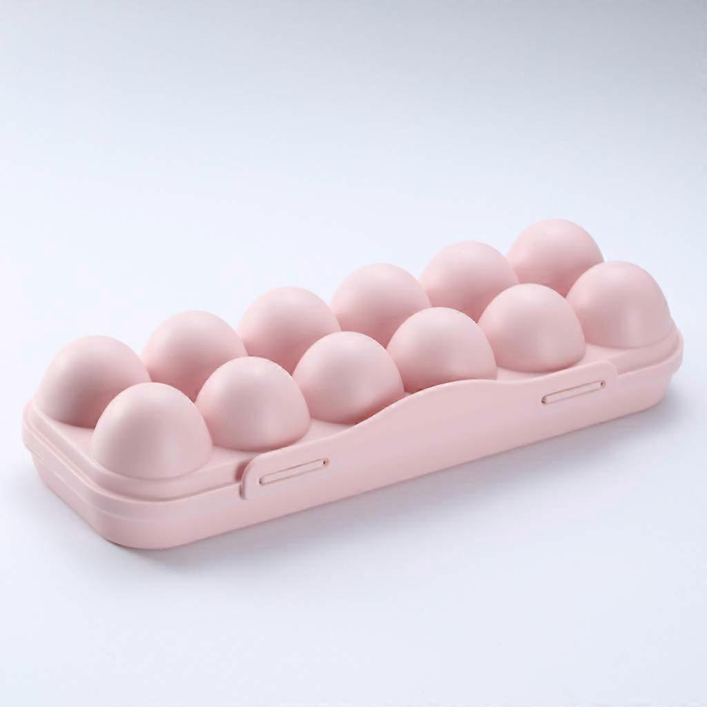 Egg Storage Container with Airtight Leakproof Seal and Handle, Pink Refrigerator Egg Holder