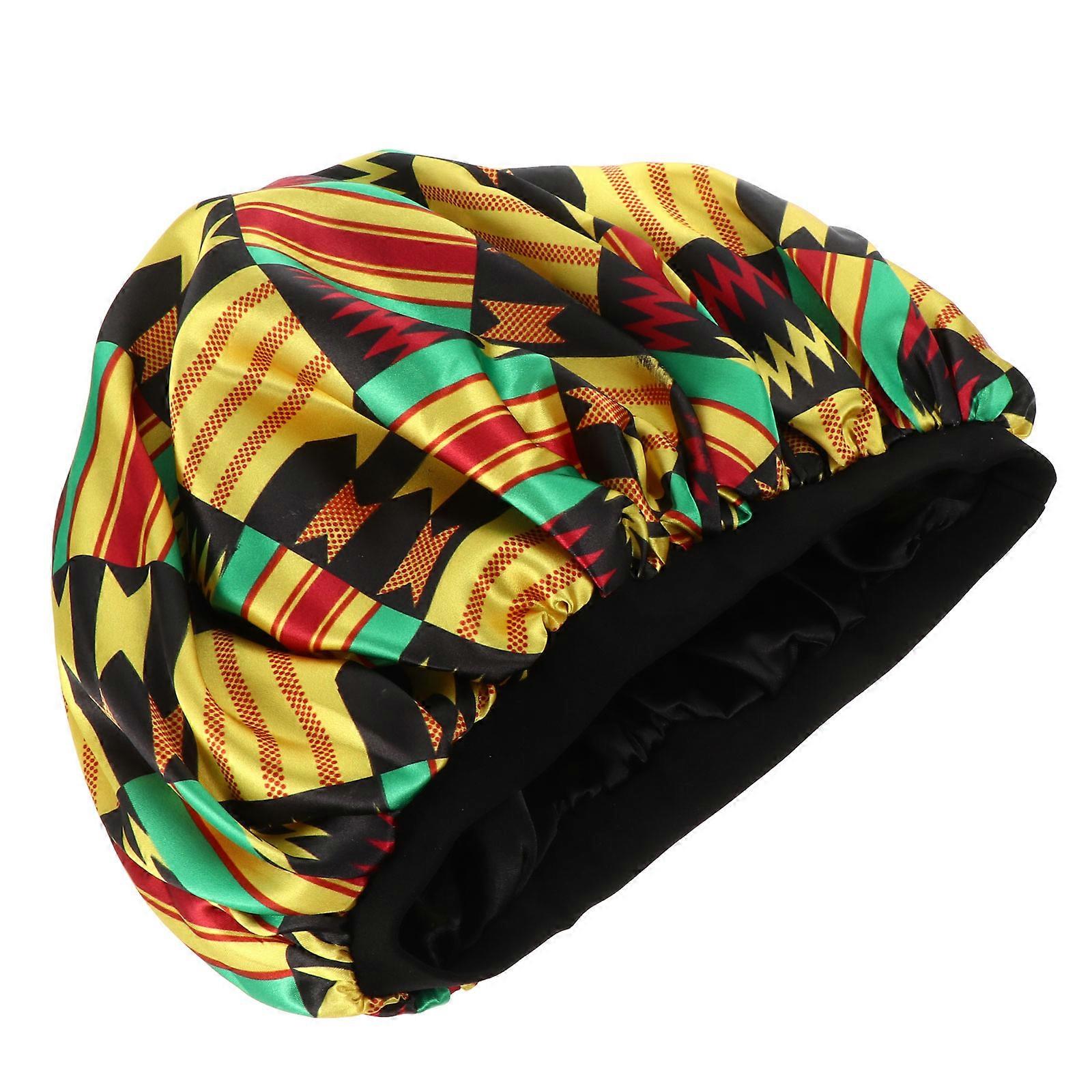 Satin Woman Sleeping Hat Elastic Use Yellow