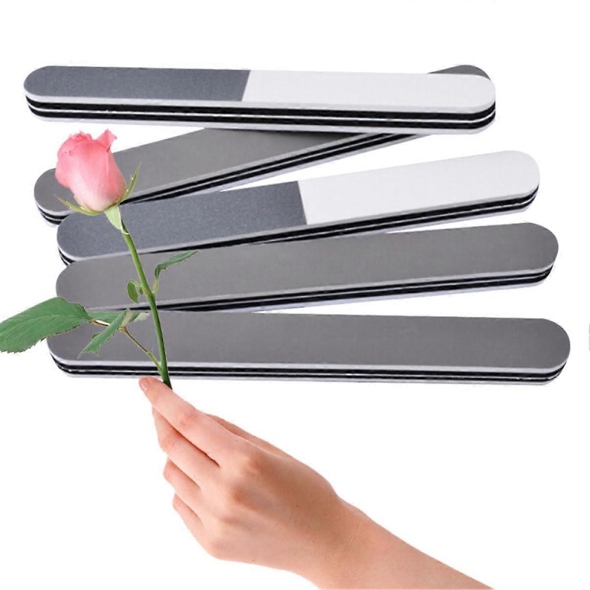 5pcs DoubleSided Nail File Buffer Set, Washable and Reusable for Natural and Acrylic Nails