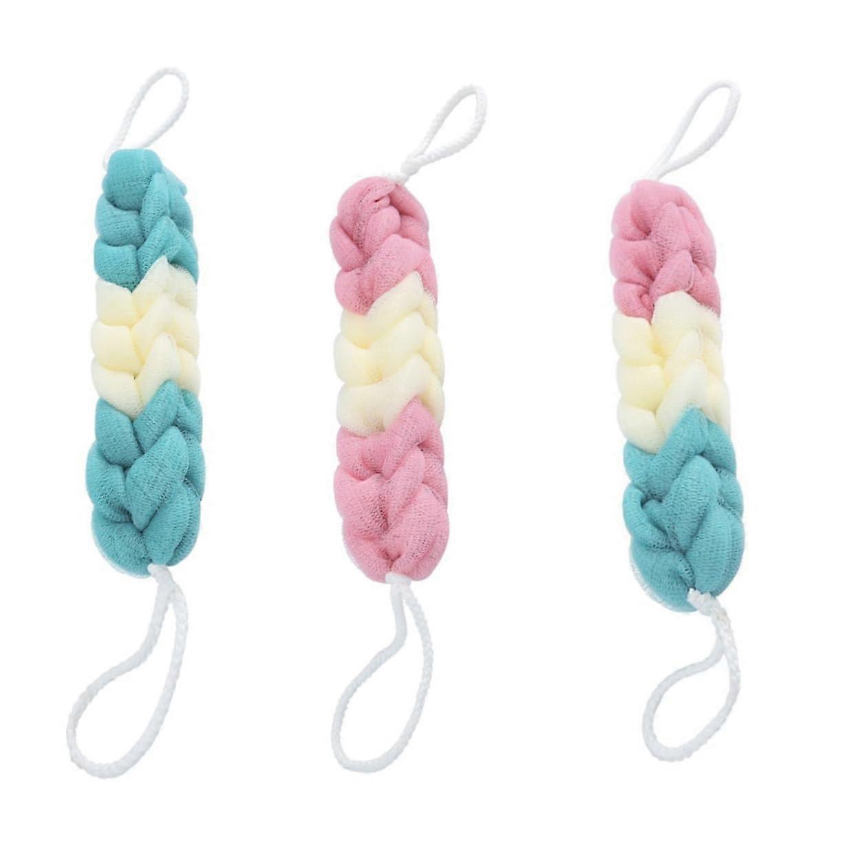 3pcs Exfoliating Bath Towel Set, Long Back Scrubber for Shower, Dual Texture PE Material