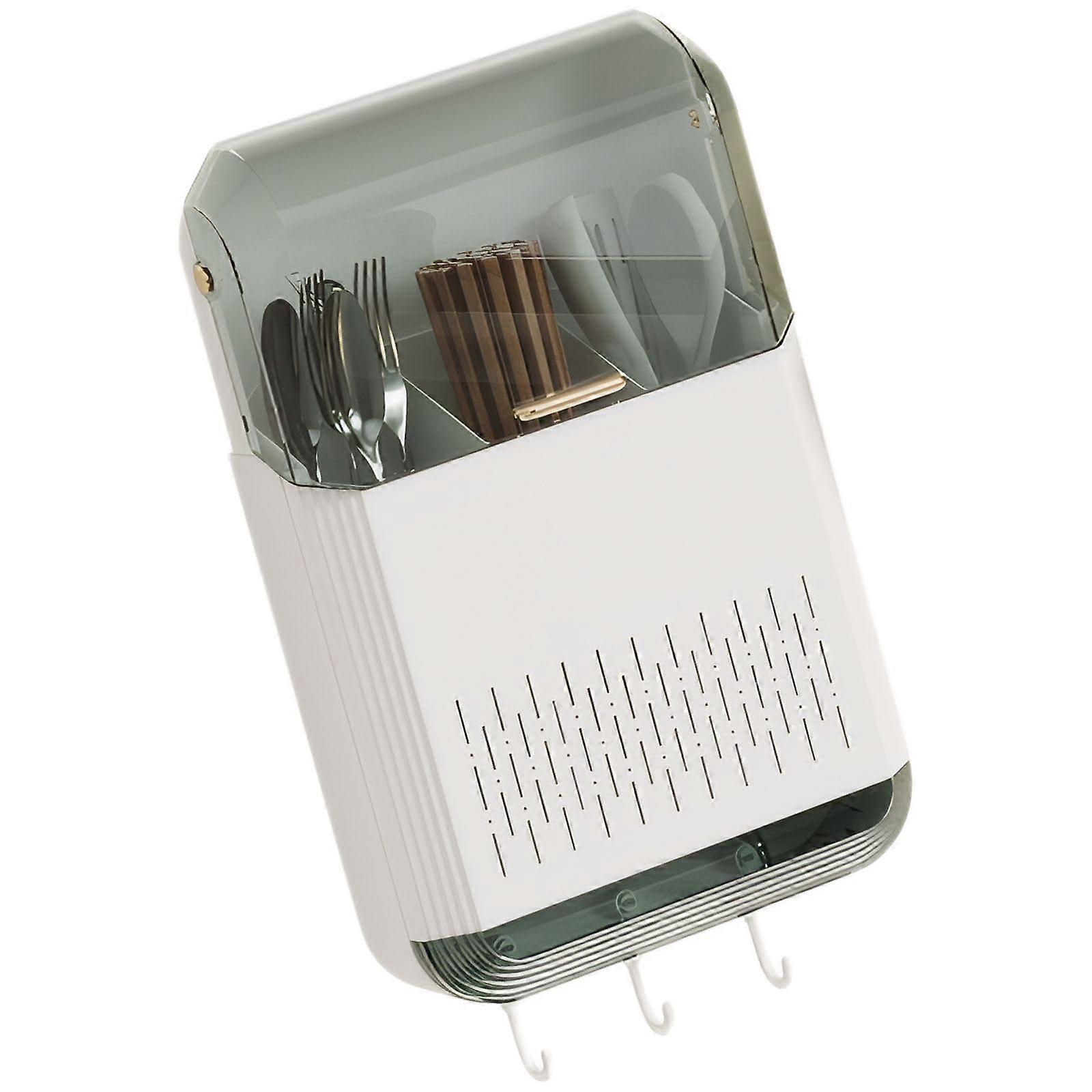 Wall Mounted Utensil Holder with Lid, SpaceSaving Kitchen Organizer, NoDrill Installation