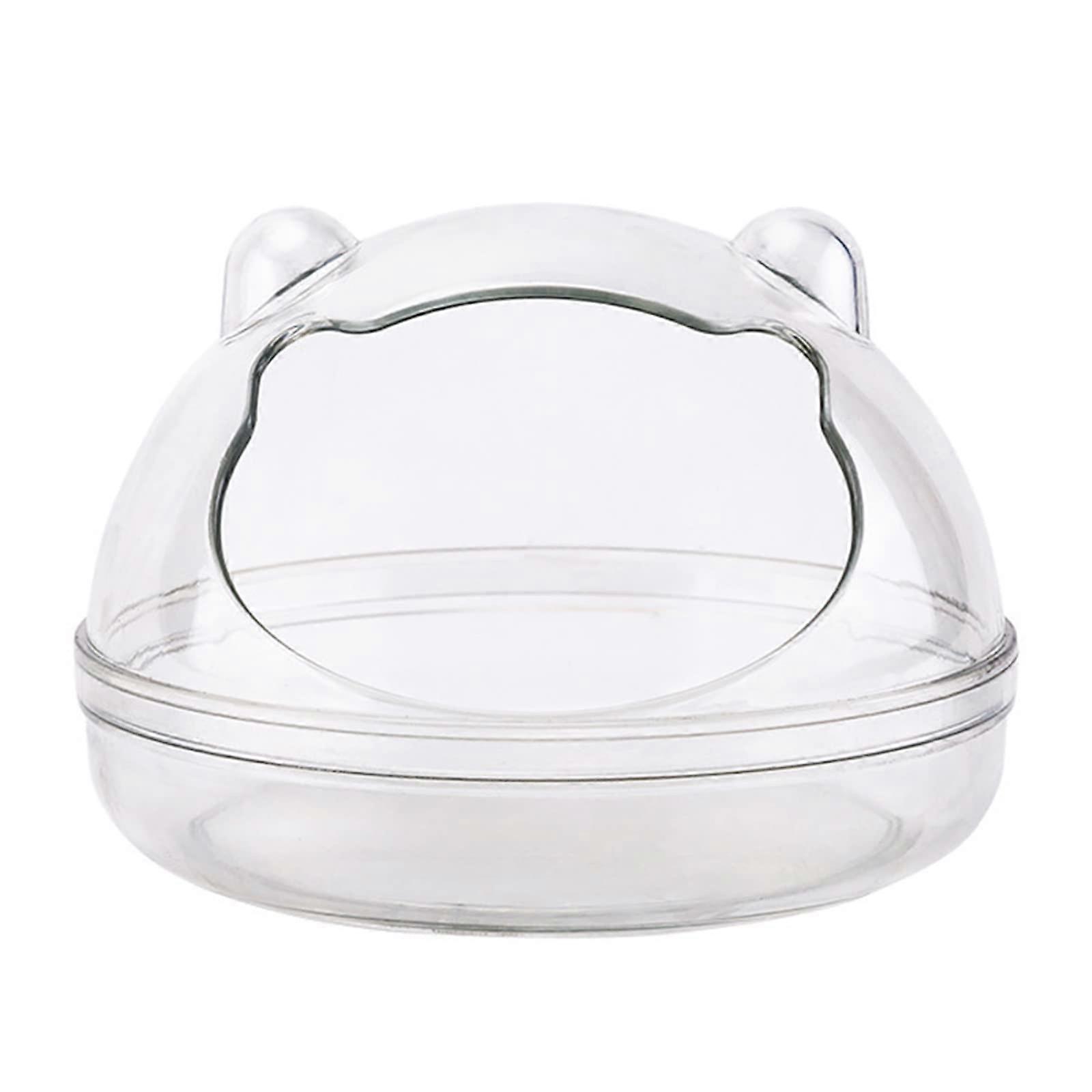 Hamster Sand Bath Box Splash Proof Transparent Container with Panoramic View for Small Pets