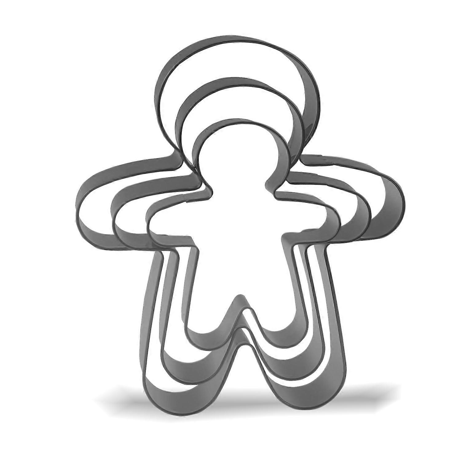 Gingerbread Man Cookie Cutters Set 3 Piece Stainless Steel Multiple Sizes Christmas Baking