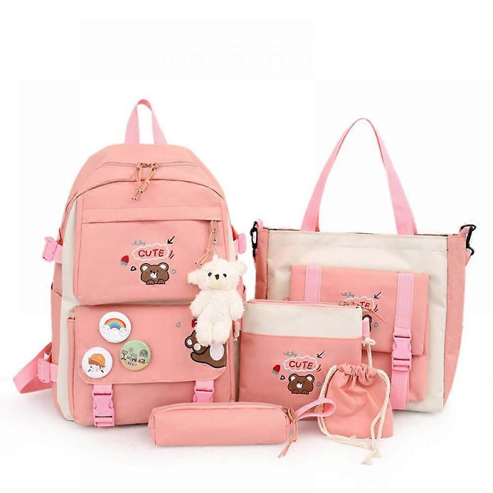 Student Bag Five-piece, Light And Cute Backpack, Student Backpack, Backpack With Pendant