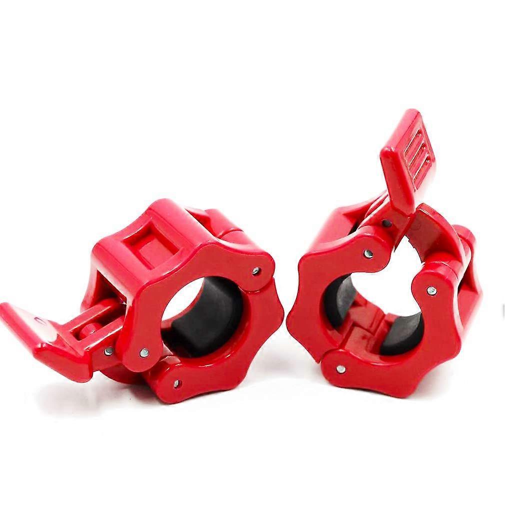Barbell Clamps 1 Inch Quick Release NonSlip Collars for Weightlifting Workout (Red Set)