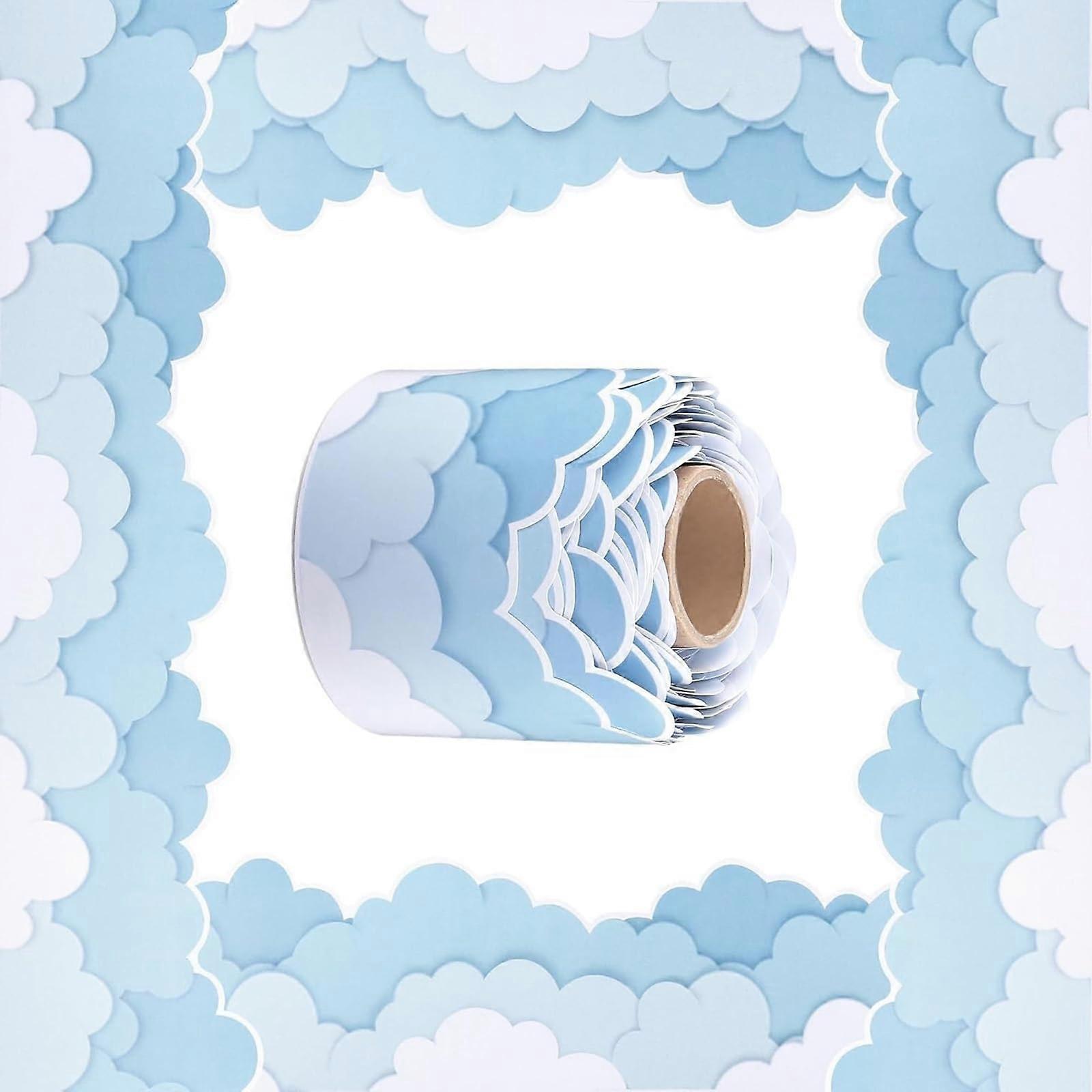 Cloud Pattern Bulletin Board Border Trim, Waterproof Adhesive Classroom Wall Decoration, 32.8ft
