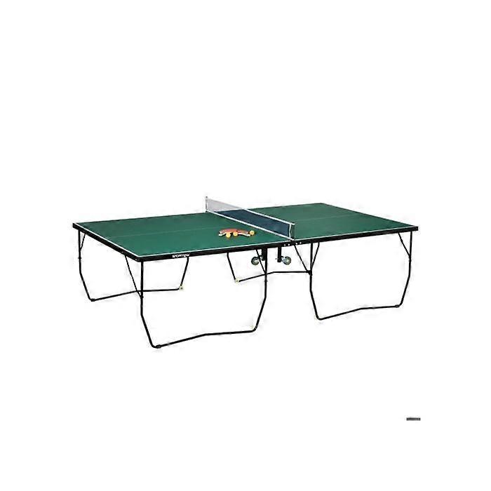 9FT Folding Tennis Table, with 8 Wheels, for Indoor Use, Green