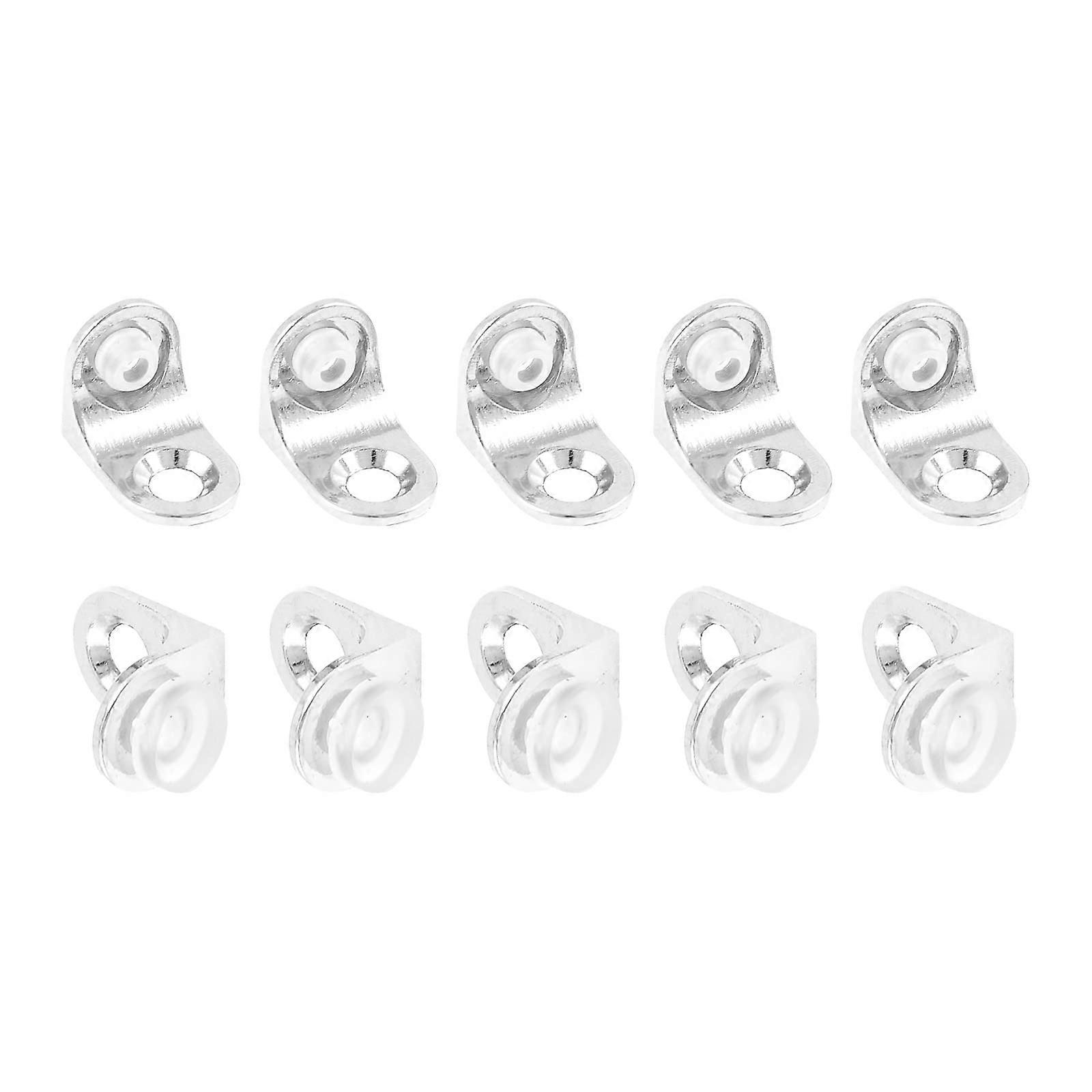 Glass Shelf Brackets 10 Pack Silver Metal with Rubber Pads for Secure ScratchResistant Support