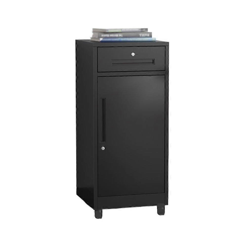Black Filing Cabinet with Lockable Steel Drawers for Efficient Office Document Storage