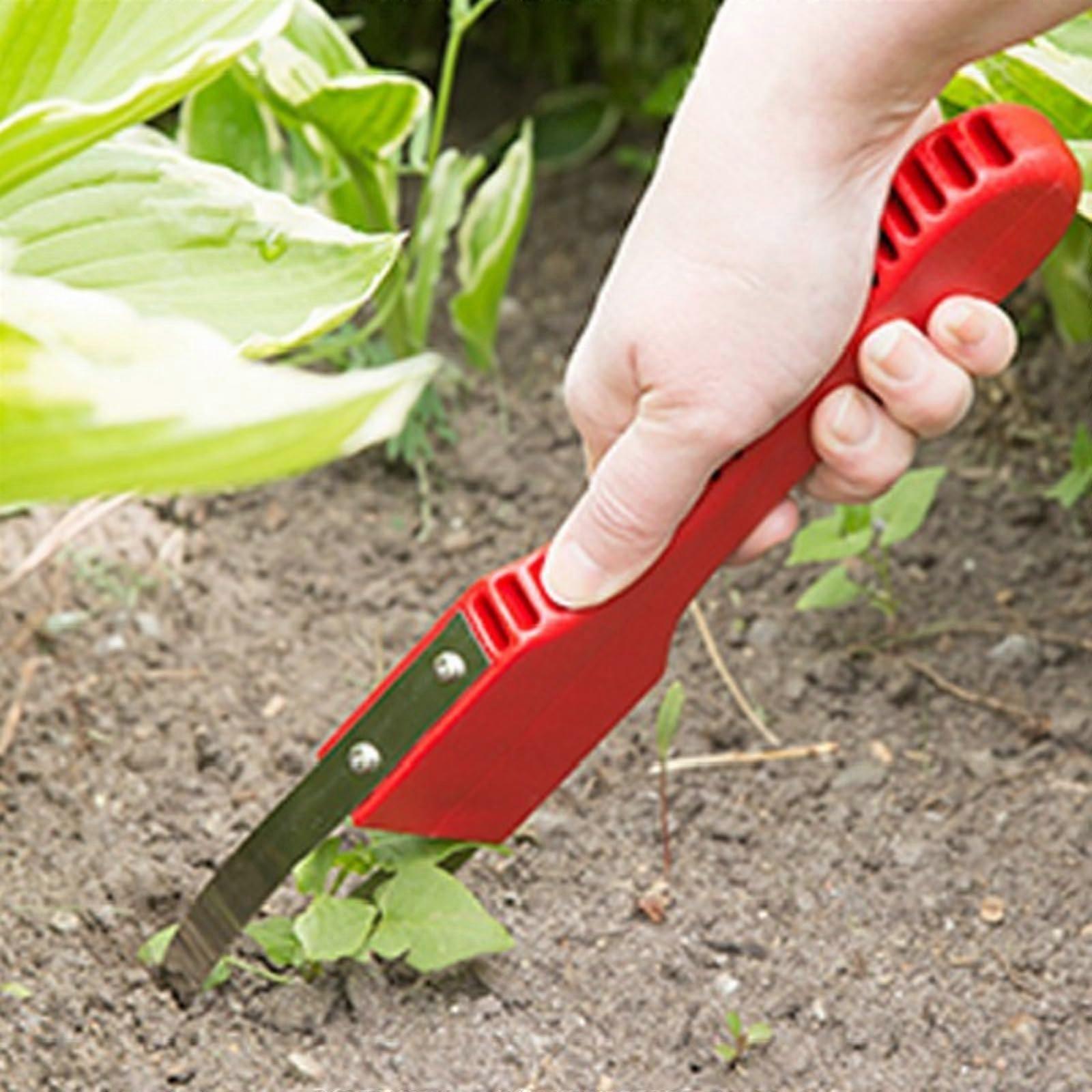 Weeding Tool with Ergonomic Plastic Handle, Durable Garden Weeder for Deep Root Removal, Brick Red