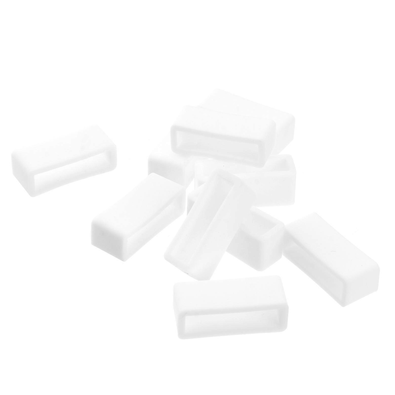 Watch Band Strap Loop Silicone Replacement for Watch Use 10Pcs White