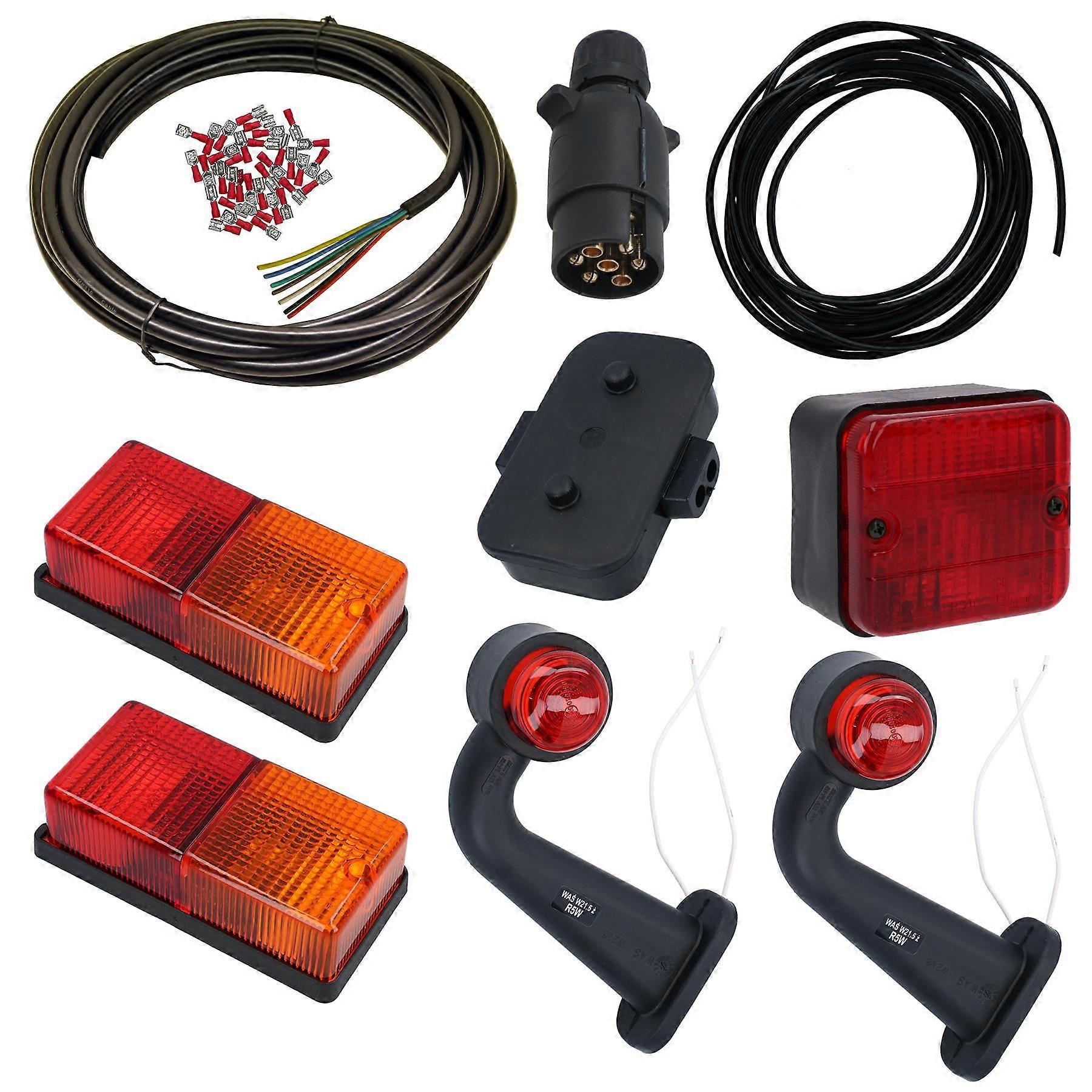 10m Trailer Light Wiring Kit Rear Lights, Side Front Markers, Plug, Junction Box