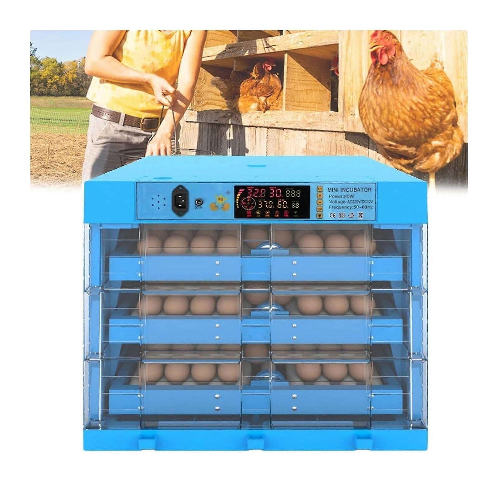 Automatic 192 Egg Incubator with Auto Turner, Digital Temp Control and LED Display for Poultry