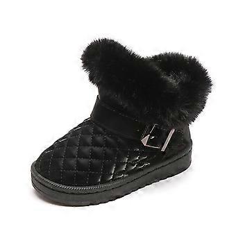 Kinderwinterlaarzen, waterdicht, antislip, warm, met fleece gevoerd, korte laarzen voor peuters, kinderen, meisjes en jongens, effen kleur, kunstleer