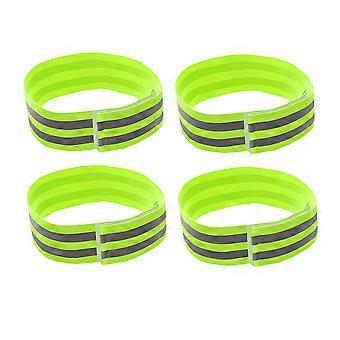4 stk utendørs reflekterende armbind praktisk lysende armbåndsarmdekor for treningsaktiviteter (fluorescerende grønn)