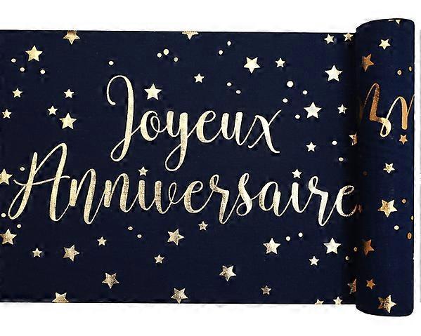 Runner da tavola in cotone blu e oro 28 cm x 3 m