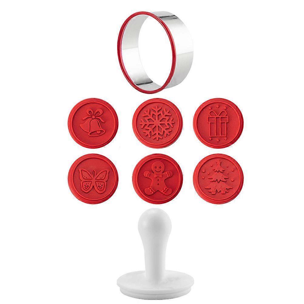 Cookie Stamp Reusable Biscuit Stamp for Baking 4Sets Red