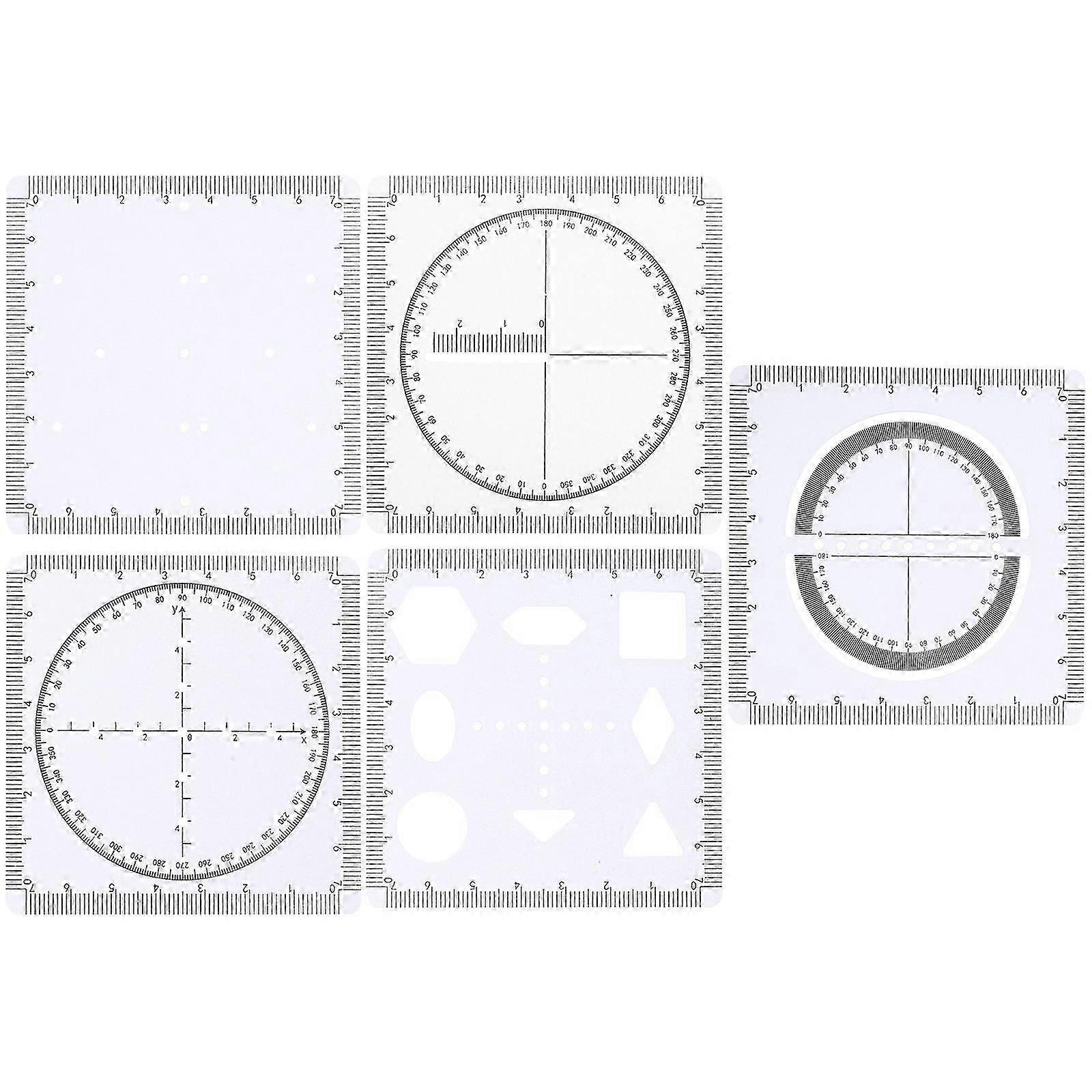 Raindrops Student Drawing Templates Set, Plastic Stencil & Drafting Ruler for Math, Geometry, Graphing Functions, School Supplies (Multi-Shape)