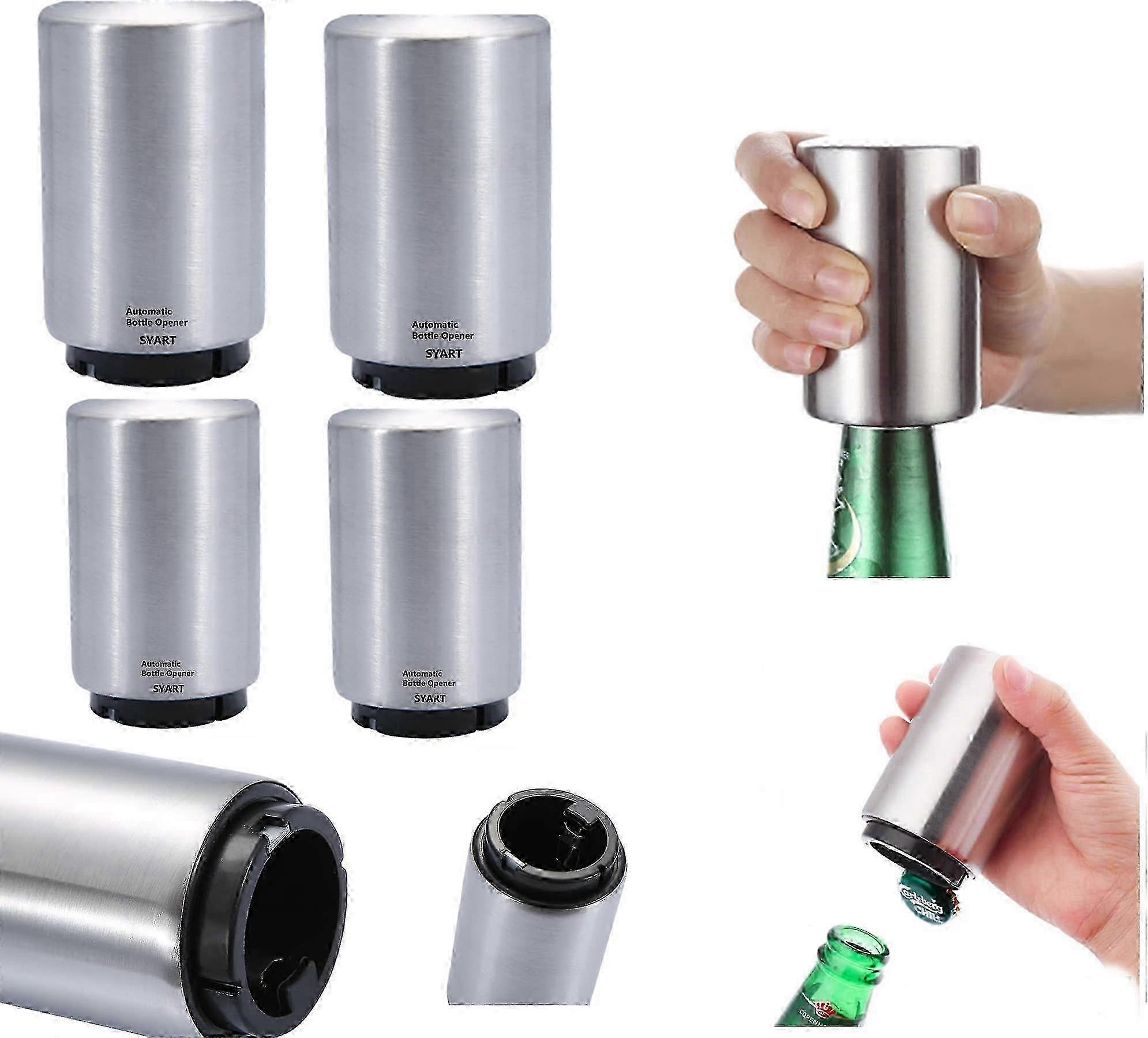 25-26 4 Pack Automatic Stainless Magnetic Spring Loaded Bottle Opener