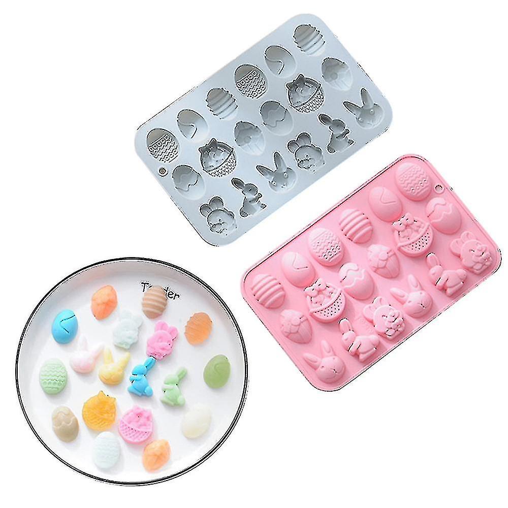 2pcs Easter Silicone Mold Rabbit Colored Egg Chocolate Cake Mold Baking Tools Manual Soap Mould