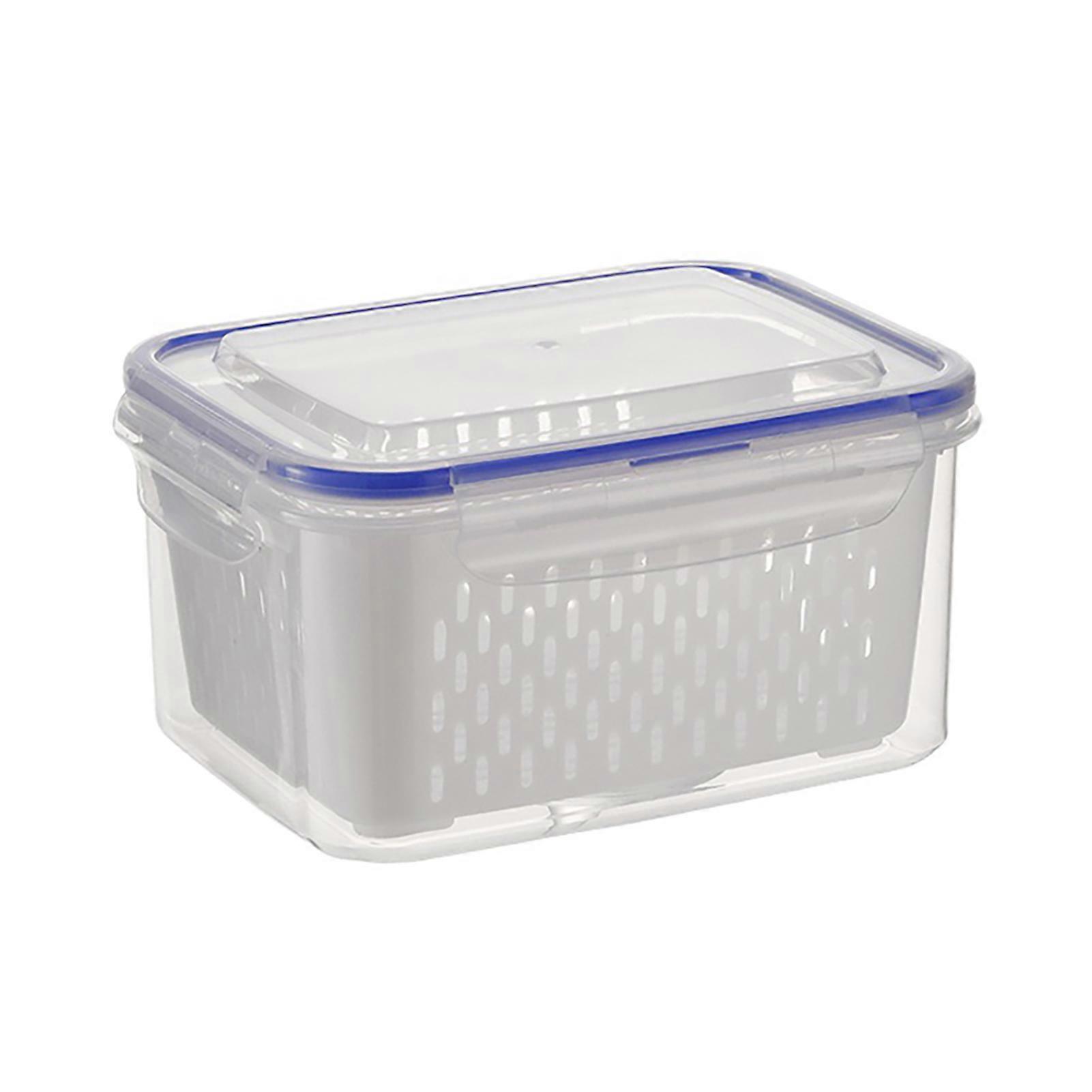 Stackable Fruit Vegetable Storage Containers With Drain Basket Keep Fresh Fridge Organizer Space Saving