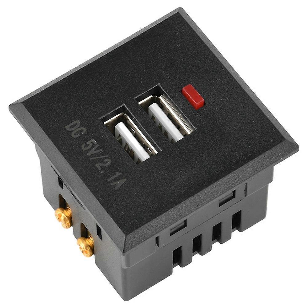 Desktop Socket Module 5V 2.1A Dual USB Power Socket Embedded with Led Indicator Dual USB Charging Socket Module Black