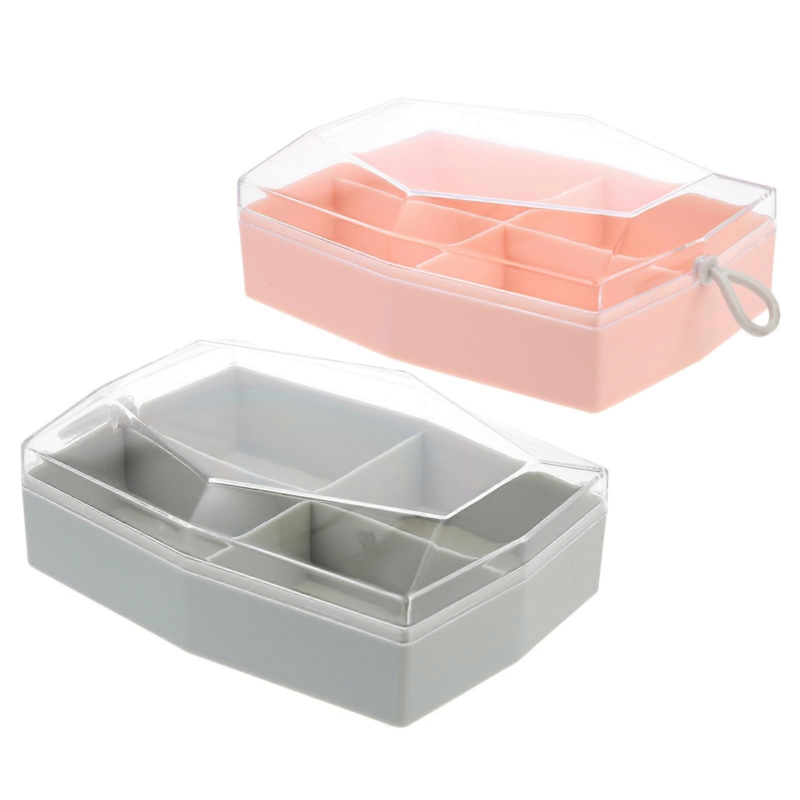 Makeup Sponge Holder Storage Box for Storage 2Pcs Pink ABS