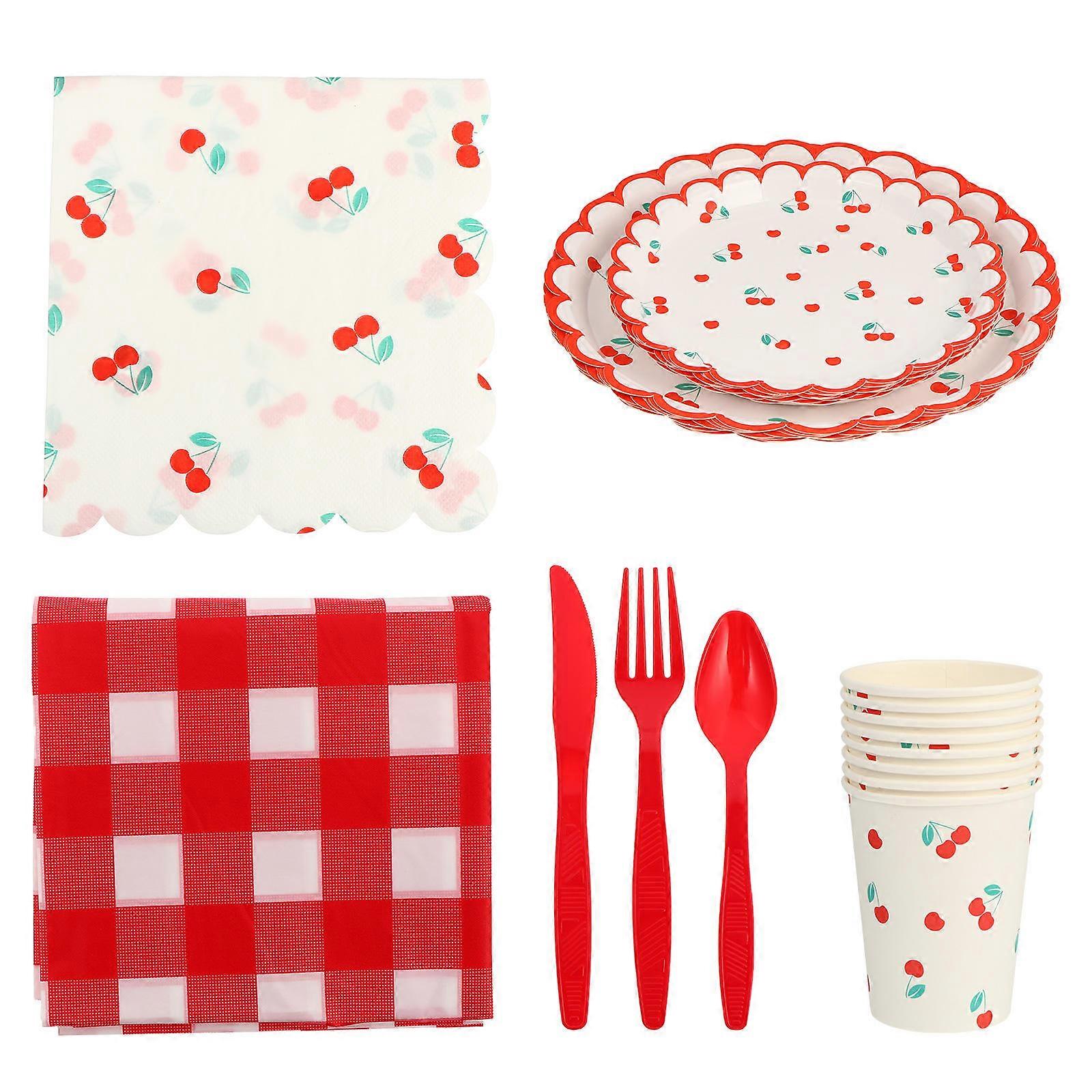 1 Set Party Disposable Dinnerware Fruit Design Tableware Paper Tableware