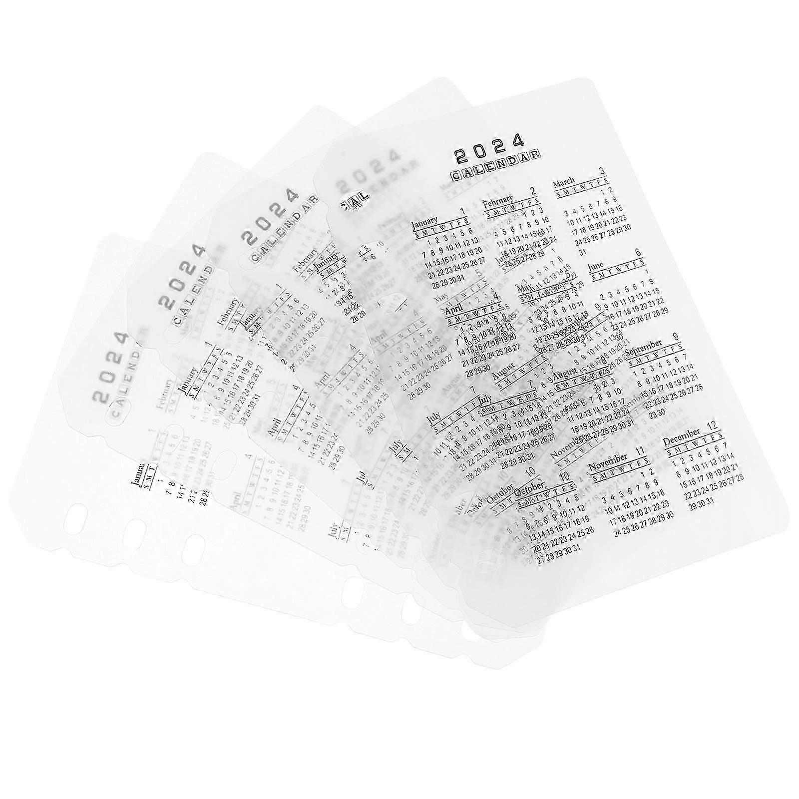 A6 Divider for Notebook with Convenient Binder Separators 5Pcs Calendar Set