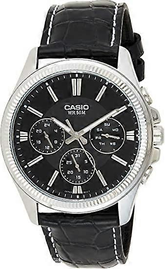 CASIO DAY DATE MULTIFUNCTION, LEATHER - BLACK