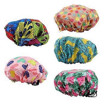 Bathing Cap for Hair Protection Kids Waterproof 5Pcs Assorted Color Designs