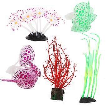 5stk silikone koral plante dekorationer glødende kunstigt ornament til akvarium akvarium