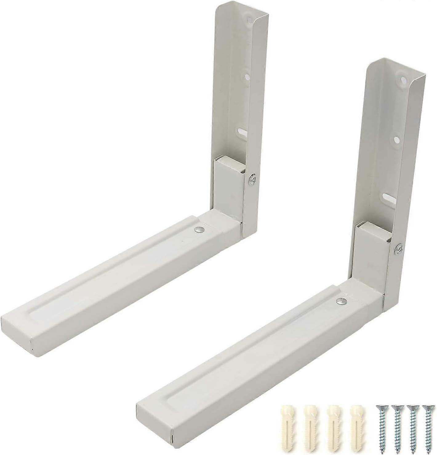 Microwave Wall Mount Bracket, Foldable Arm Adjustable Expandable Wall Mount Microwave Bracket Oven Bracket (White/Black)