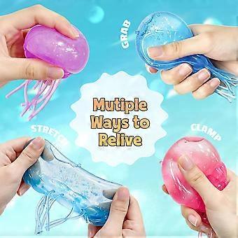 1PCS Maltose Jellyfish Squishy Toy, Glitter Water Drop Octopus Slow Rebound Stress Relief Squeeze Toy Random Color For Kids Party Gift