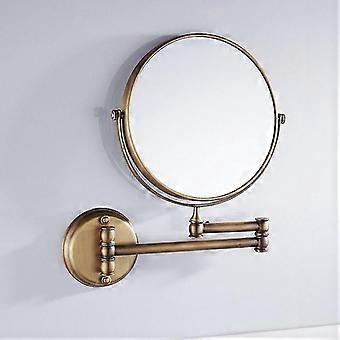 Antique Brass Wall Mounted Bathroom Mirror 8 Inch Round 3x Magnification 360 Degree Adjustable Makeup Mirror(gold)-hy LR