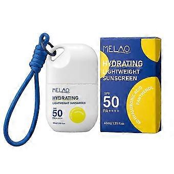 Fugtgivende let solcreme SPF 50, bærbar rejsesolcremelotion med hyaluronsyre og panthenol, 40 ml