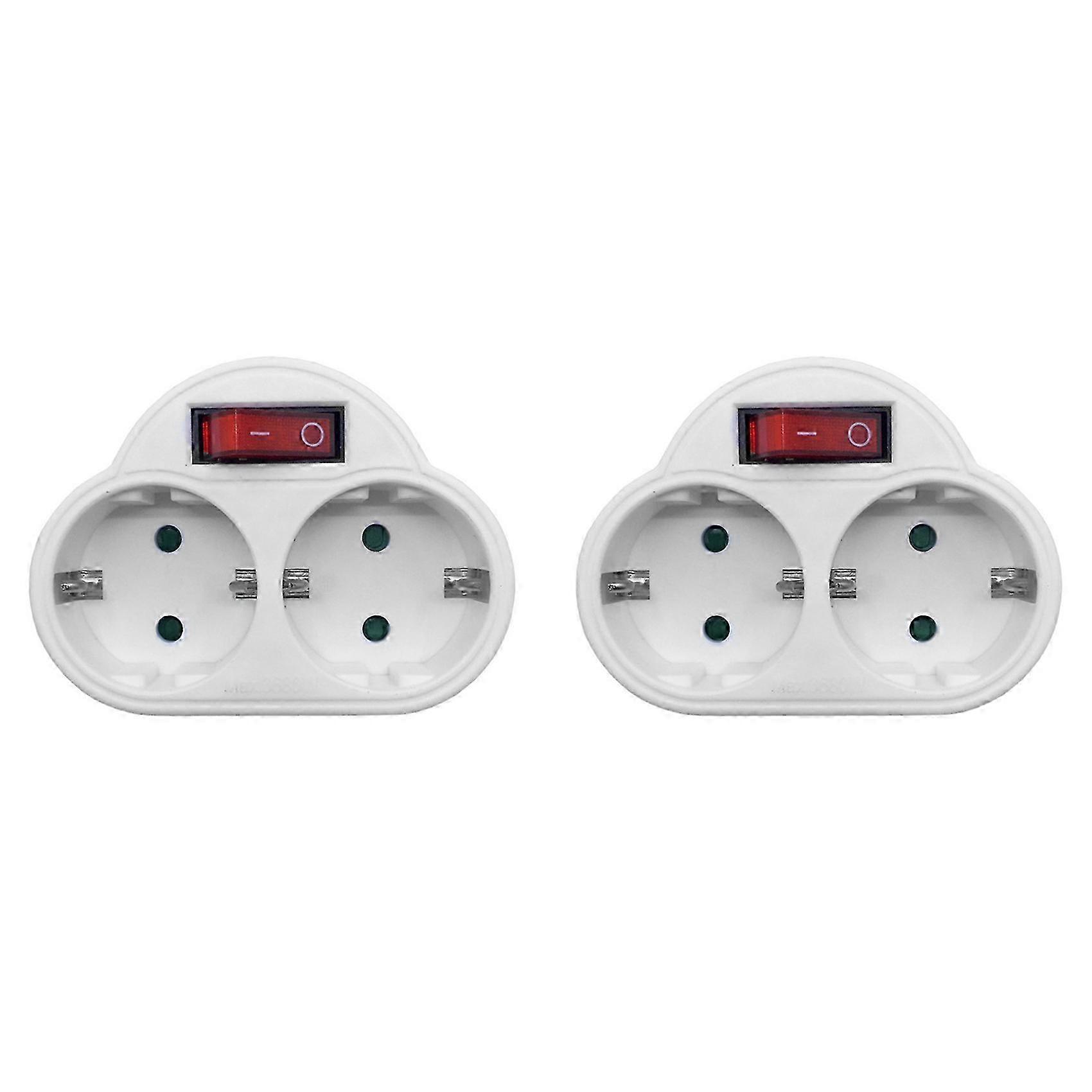 2X EU Standard Multiple Plug 250V 16A Double Socket Conversion Socket with Outlet Switch Plug Power Adapter EU Plug