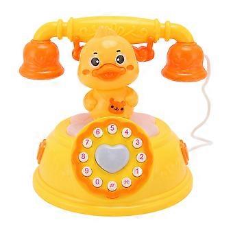 Duck Shaped Baby Telephone Toy with Music and Light, Sensory Learning Pretend Phone for Infant Development, Yellow Simulation Toy