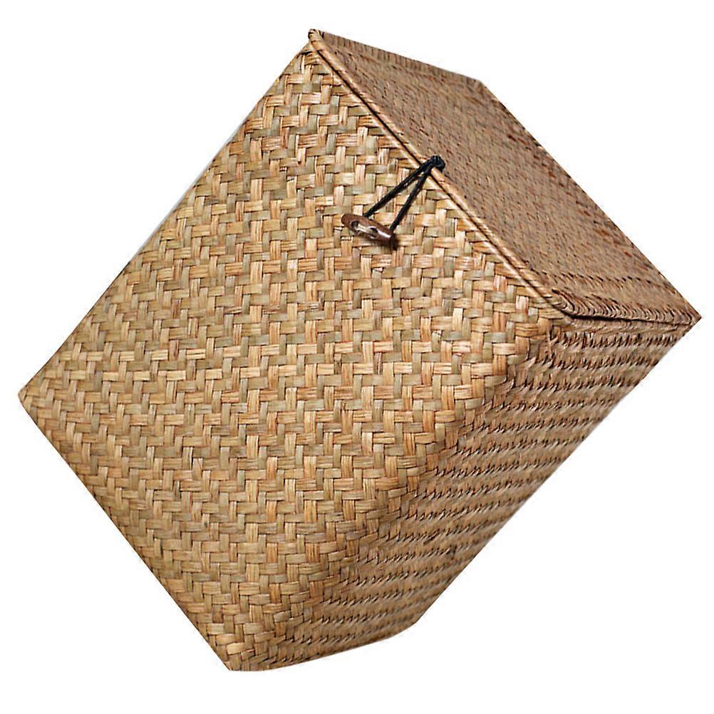 Weaving Storage Box Multi-use Lidded Storage Box Organizing Box for Desktop