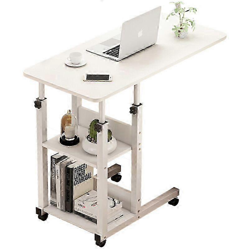 Height-adjustable mobile desk, MDF, 80x40x68/85cm, white