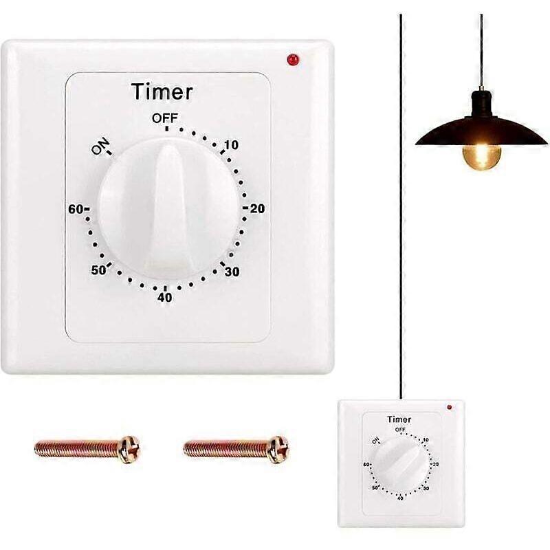 Countdown timer switch: 60-minute timer light switch with timer. Water-resistant. Drill holes for bathroom installation. Fan. Lights