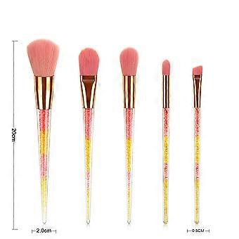 Make Up Set Transparent Handle Brushes for Makeup 5Pcs in 1 Pink Hair Cosmetic Kit
