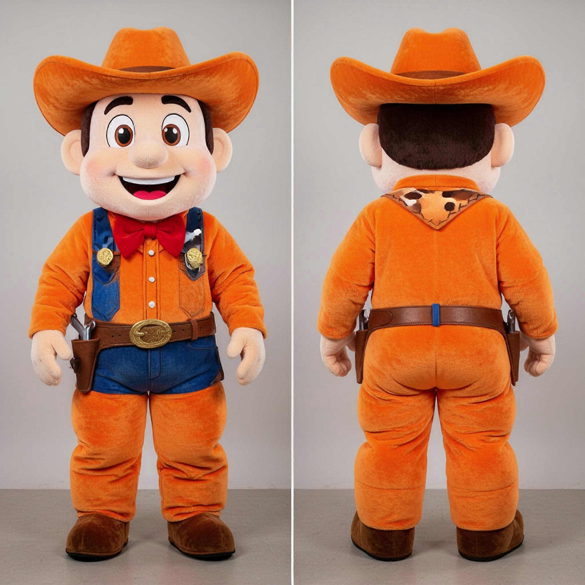 MASTICOT Orange Playful Cowboy Mascot
