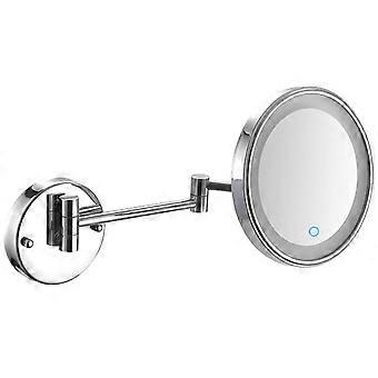 LED Wall Mounted Makeup Mirror 10X Magnifying Vanity Mirror with Touch Dimming, Nickel Finish